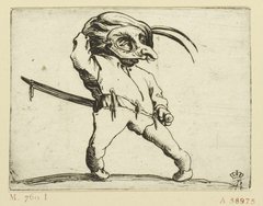 Jacques Callot, The dwarf with the mask, 1616-1621