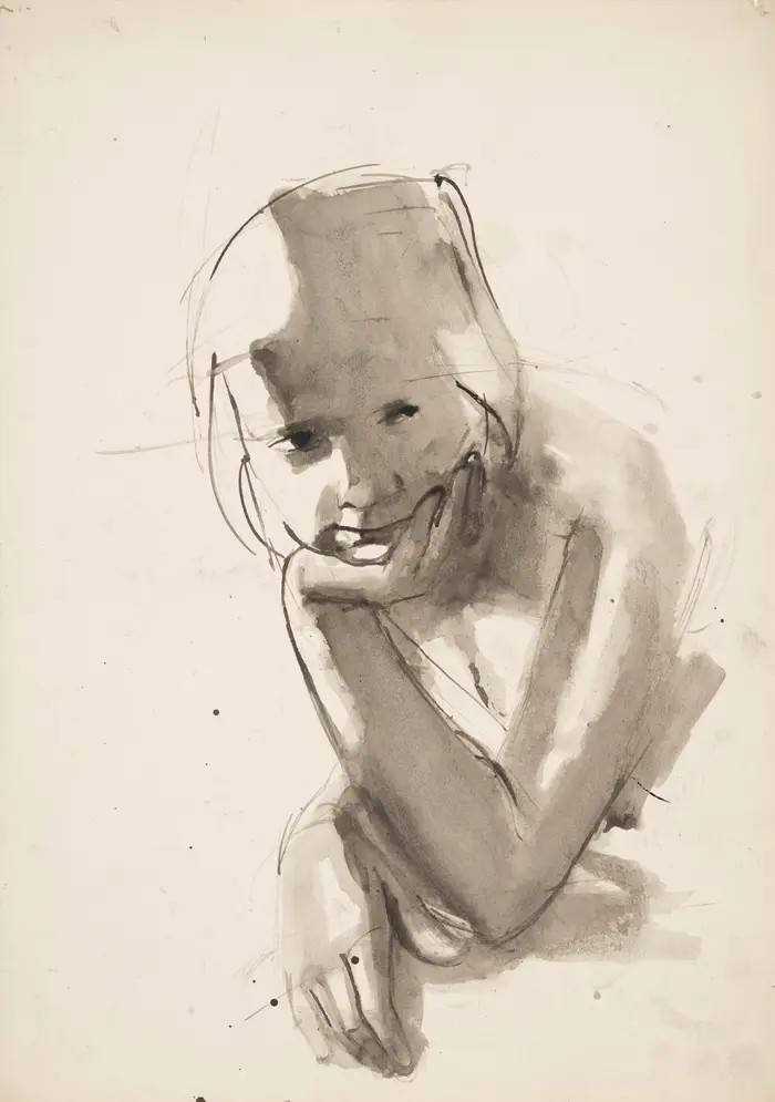 Hans Theo Richter, Bildnis eines Mädchens mit aufgestütztem Kopf, um 1952