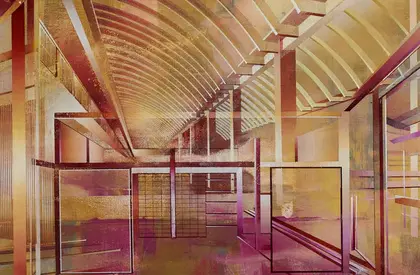 abstraktes Bild mit architektonischen Elementen