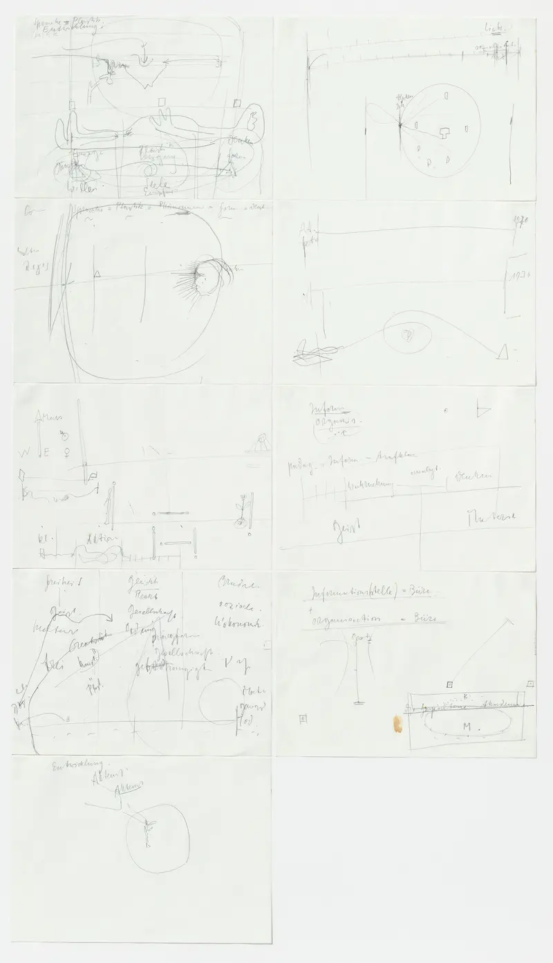 Blatt mit feinen Skizzen.