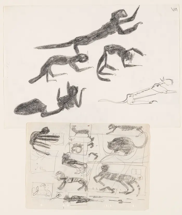 Zeichnungen von kriechenden Kreaturen.