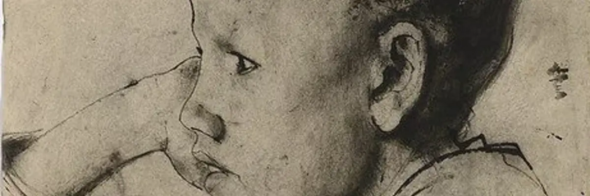 Ein schwarz-weißes Porträt eines Jungen