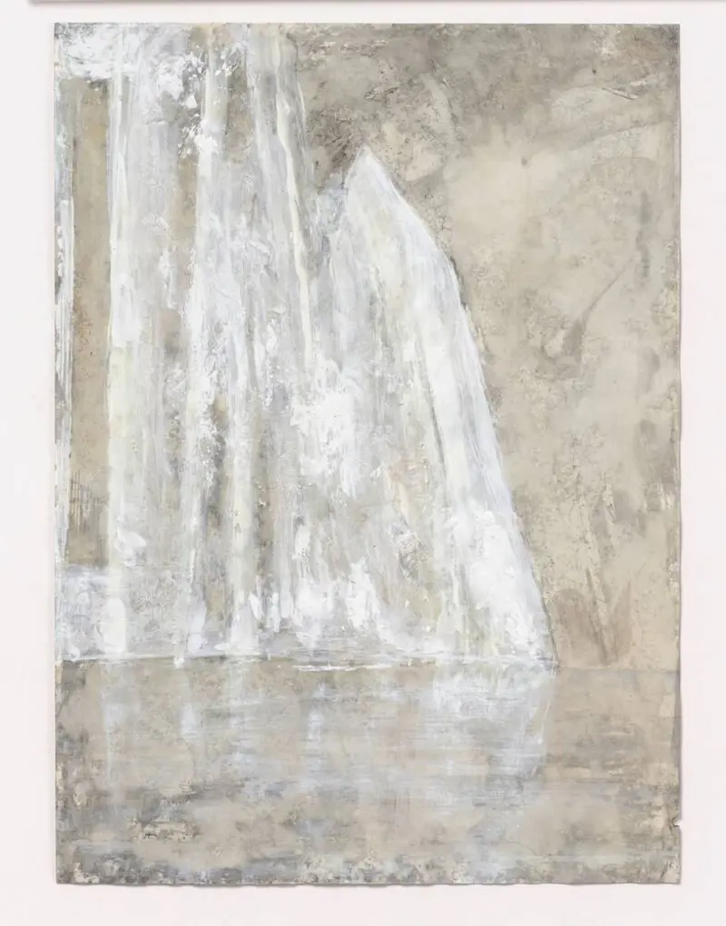 abstrakte Zeichnung mit weißen und grauen Flächen