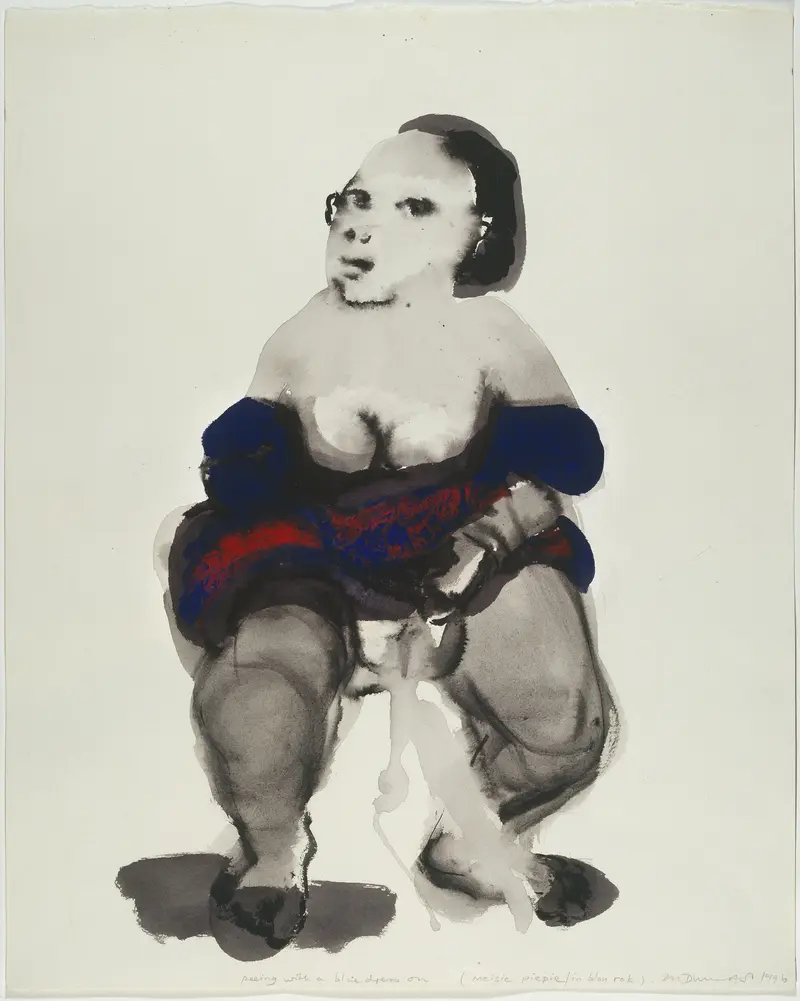 Marlene Dumas, Peeing with a blue dress on, 1996