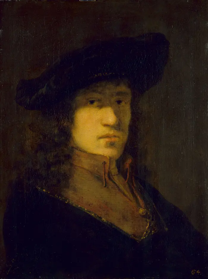 Gemälde eines Mannes mit Locken und Hut.