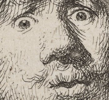 Rembrandt van Rijn, Selbstbildnis mit aufgerissenen Augen, 1630