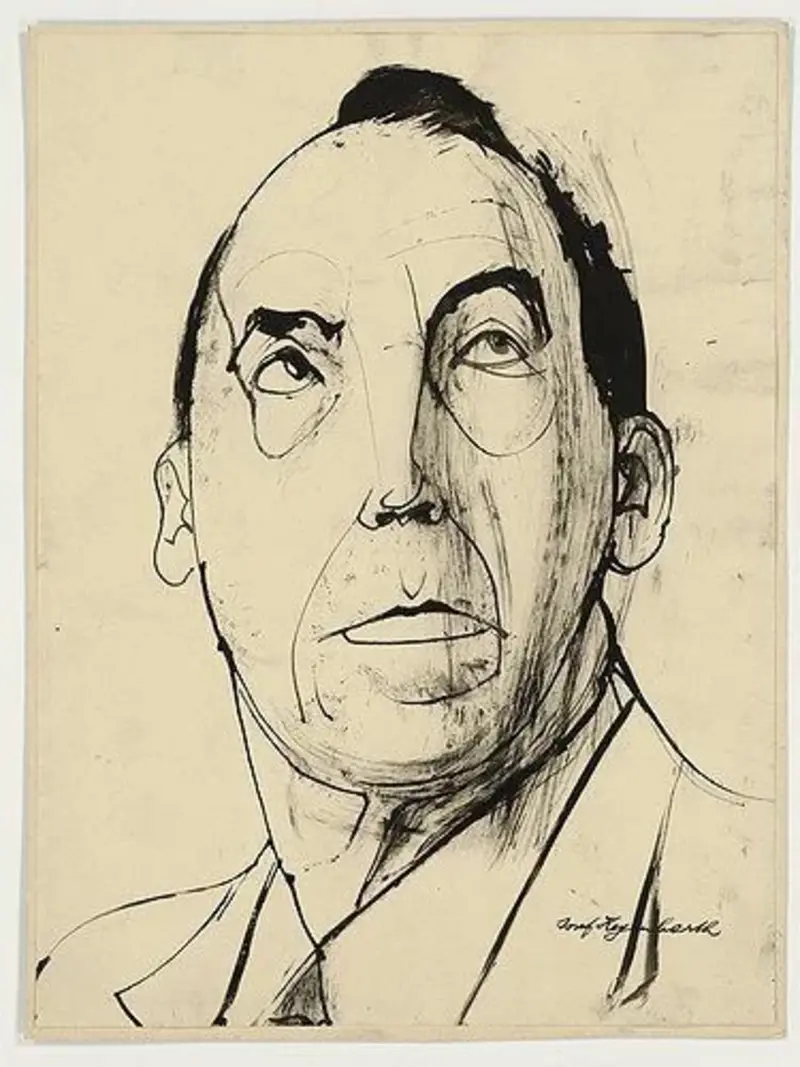 Pinselzeichnung eines Männerkopfes