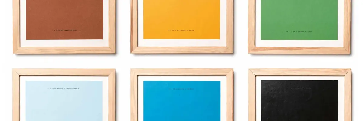 Neun im Quadrat angeordnete gerahmte, einfarbige Rechtecke.