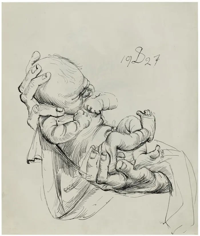 zwei Hände halten ein Neugeborenes