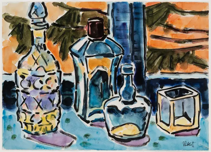 Stillleben mit Glasflaschen