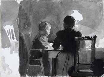 Zwei Kinder an einem Tisch