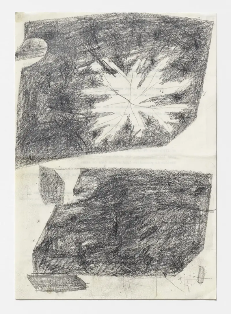 Dichte Bleistiftlinien bilden Flächen und Formen.