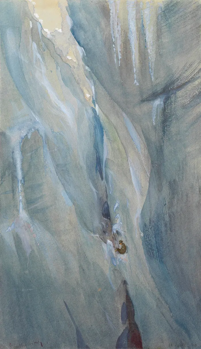 blaue und graue Farben, die eine abstrakte Felsspalte bilden