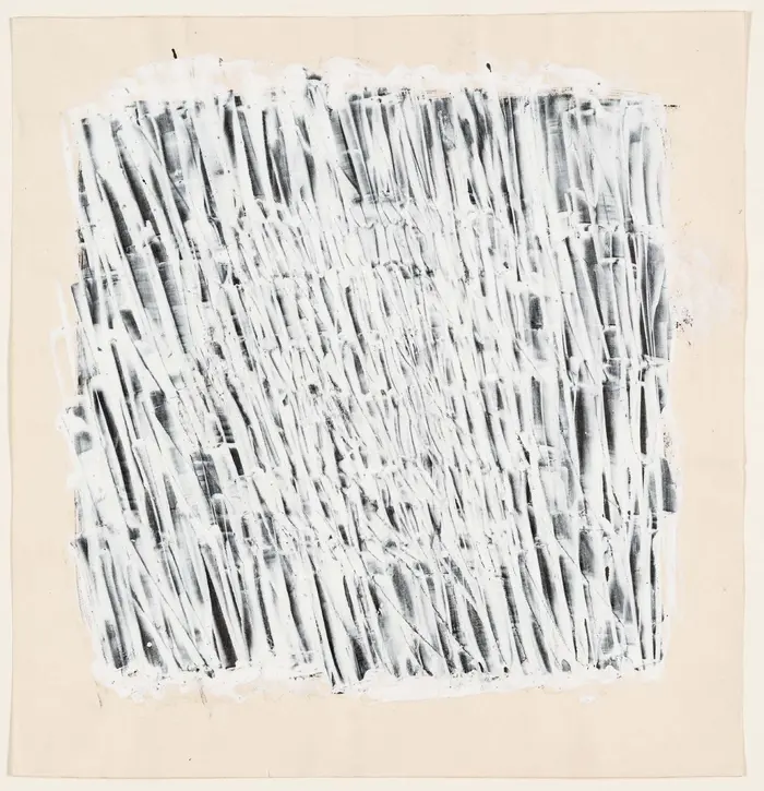 Ein quadratisches, schwarz-weißes Muster.