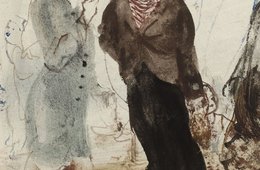 Josef Hegenbarth, Straßenszene, 1950 Pinselzeichnung von Menschen auf der Straße