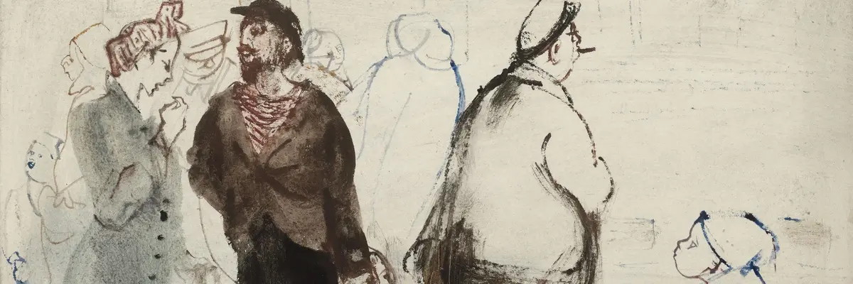 Pinselzeichnung von Menschen auf der Straße