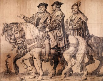 Drei Fürsten auf Pferden