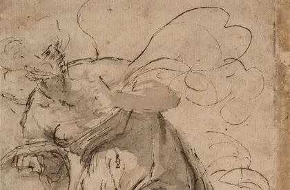 Giovanni Francesco Bezzi, gen. Nosadella, Engel der Verkündigung, 1560er Jahre Zeichnung eines Engels, Kopf kaum erkennbar