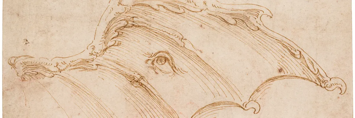 Die Zeichnung eines Flügels mit Krallen und Auge.